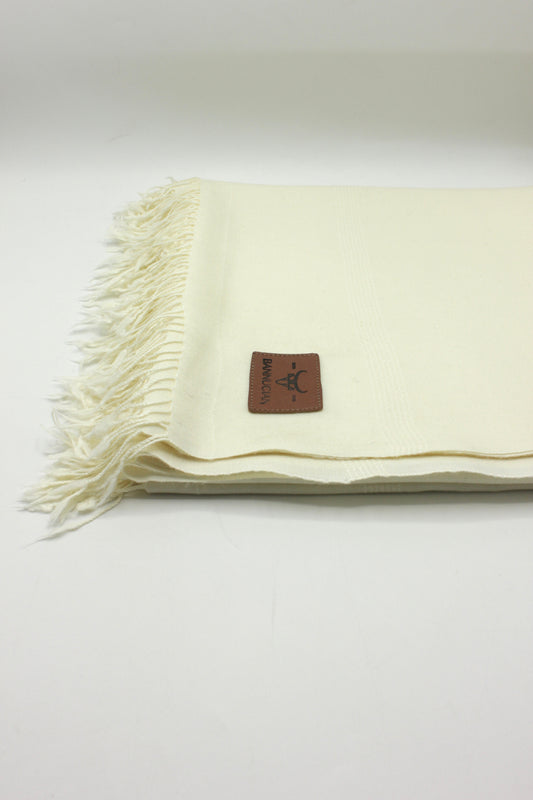 Supreme Quality PLain Off White Pure Woolen Shawl