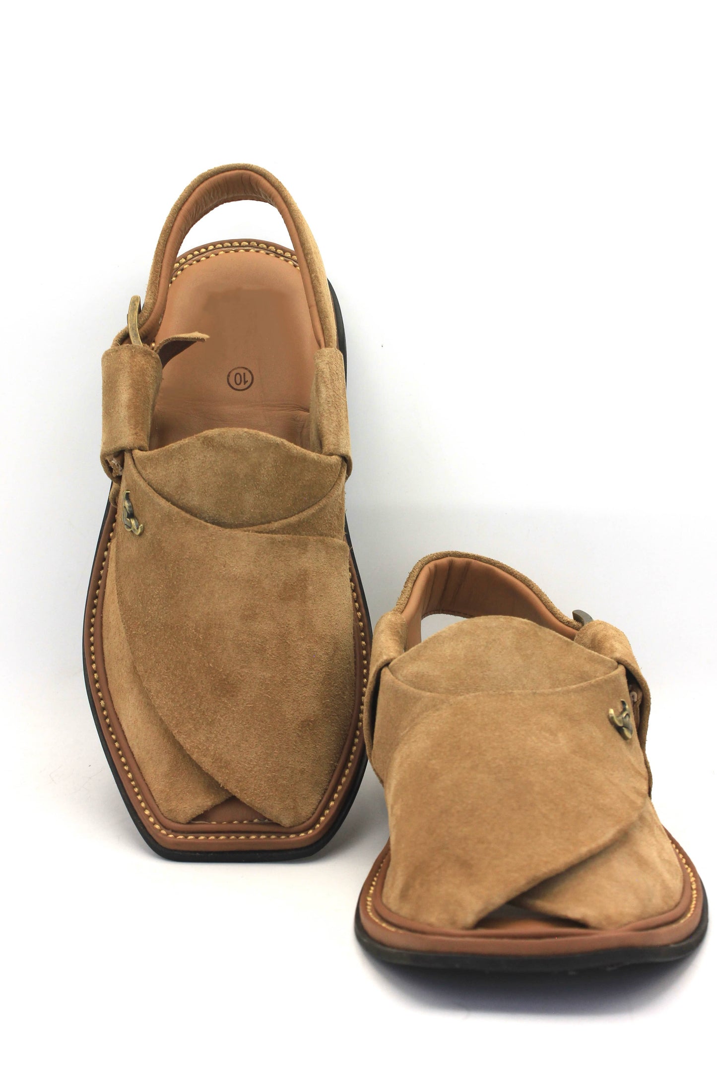 Luxury Beige Suede Authentic Peshawari Chappal by Rennuce