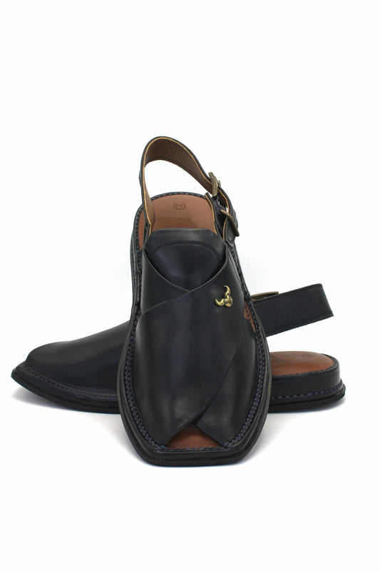 Luxury Black Coloured Authentic Peshawari Chappal by Rennuce