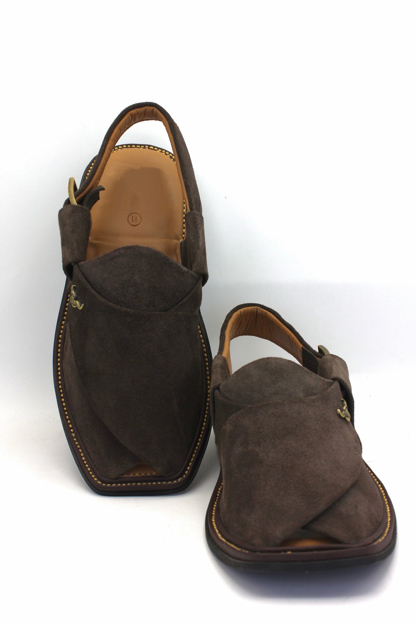 Luxury Dark Brown Suede Authentic Peshawari Chappal by Rennuce