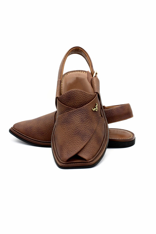 Luxury Traditional Brown Granular Authentic Peshawari Chappal by Rennuce