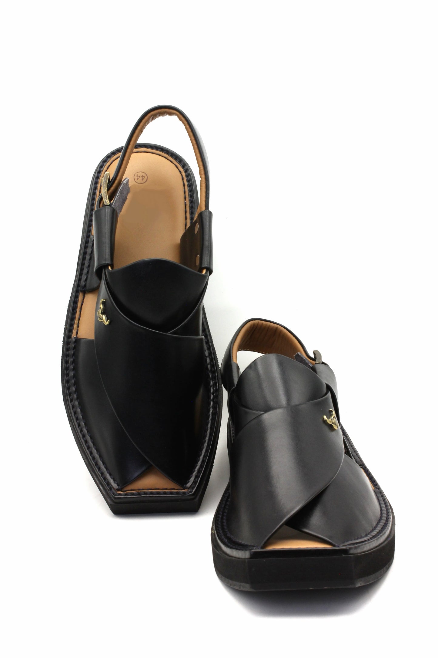 Luxury Black Authentic Peshawari Kaptaan Chappal by Rennuce