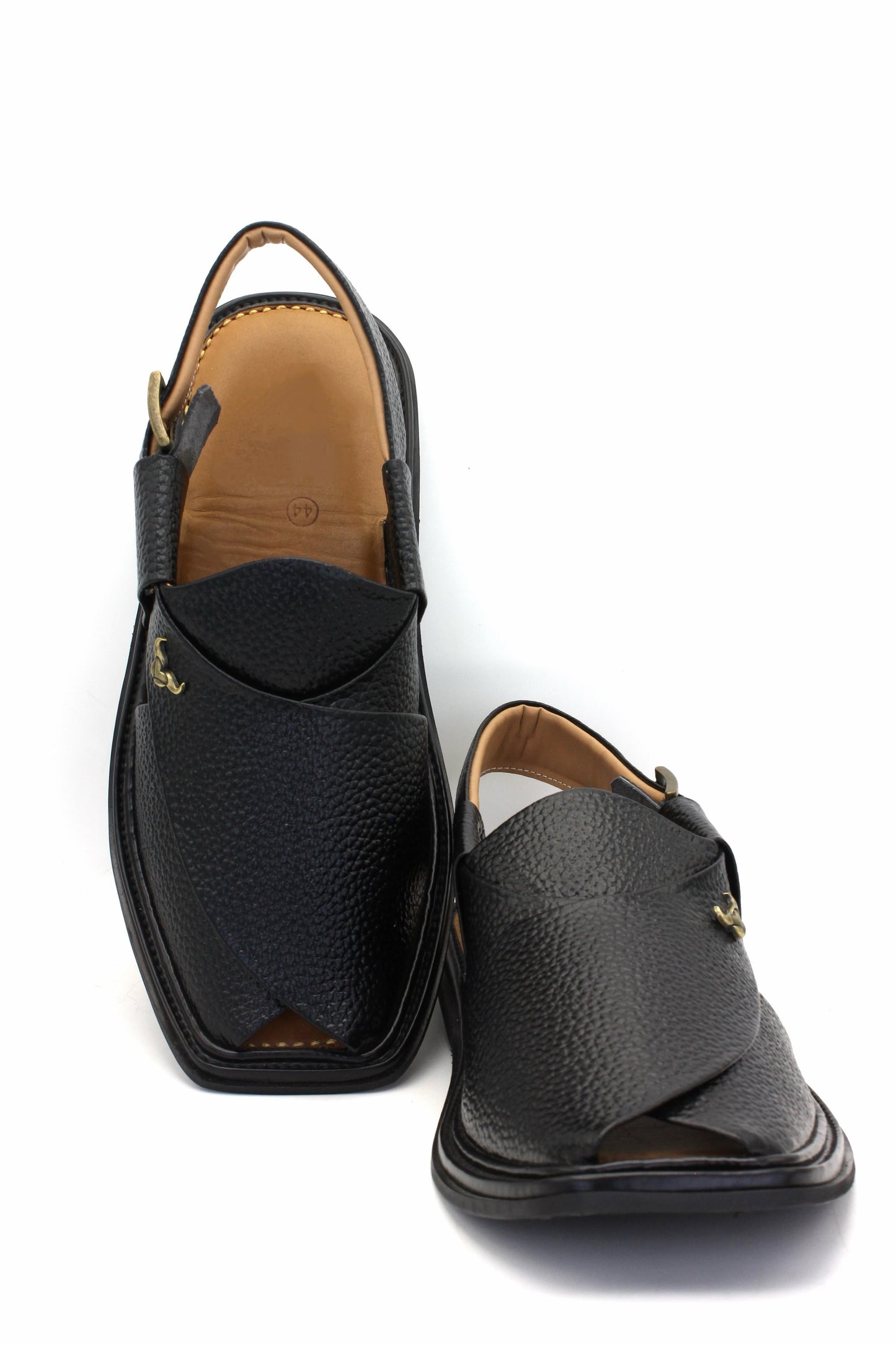 Luxury Traditional Black Granular Authentic Peshawari Chappal by Rennuce