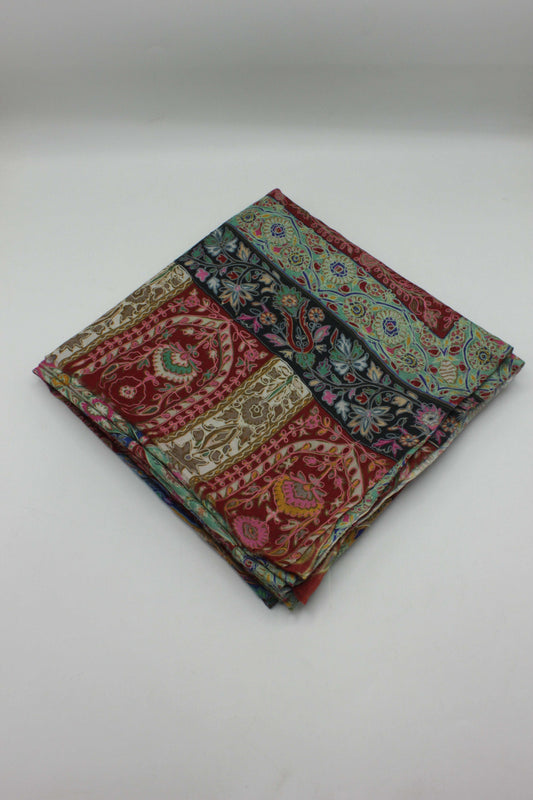 Premium Quality Red Fully Multi Color Kalamkar Authentic Pashmina Cashmere Shawl