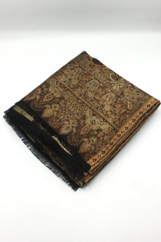 Premium Quality Brown Color Woven Authentic Pashmina Cashmere Shawl by Rennuce