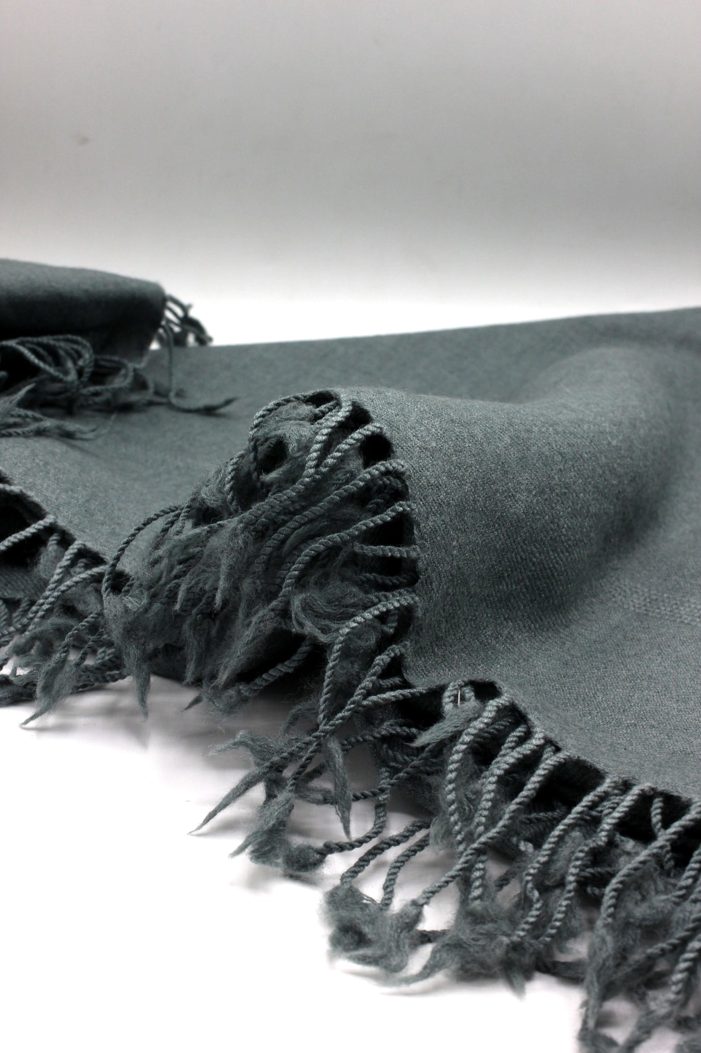 Premium Quality Plain Single Fiber Grey Pure Woolen Shawl by Rennuce