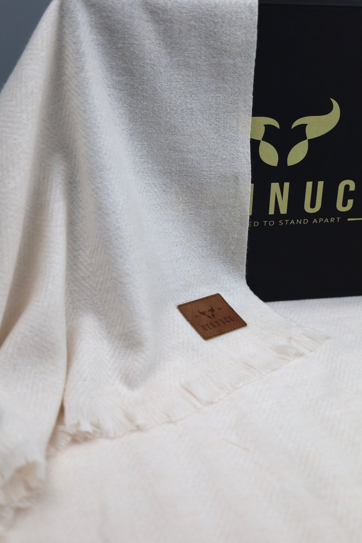 Premium Quality Extremely Soft Off White Pure Woolen Shawl by Rennuce