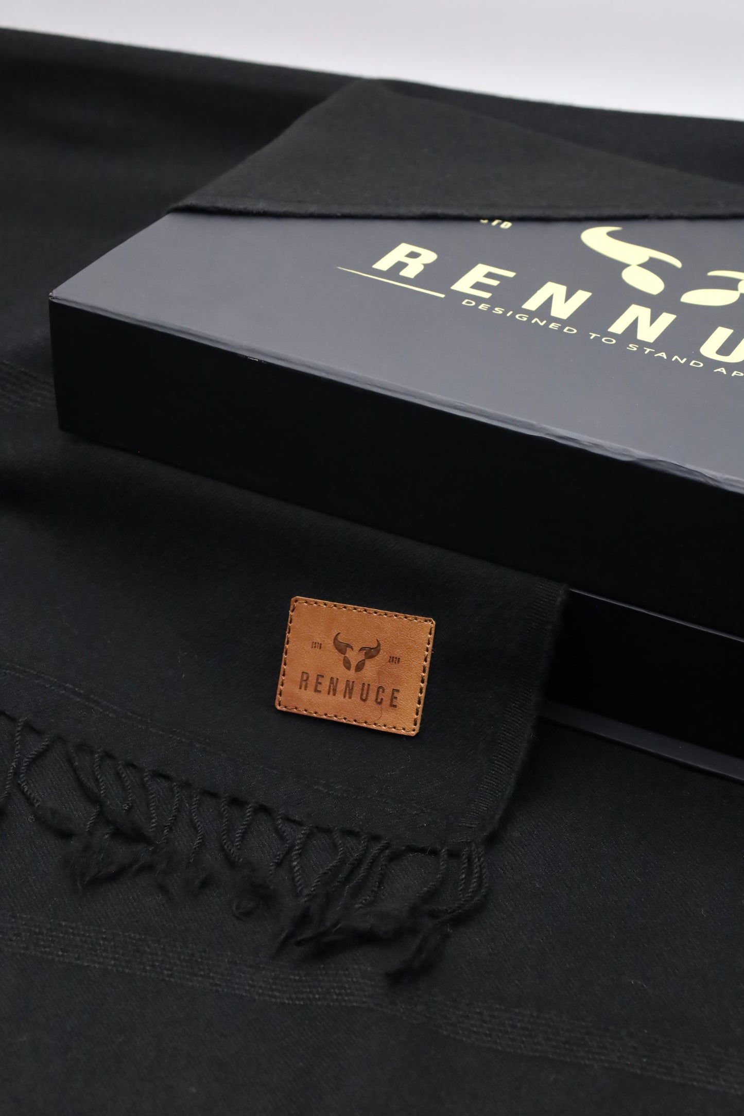 Premium Quality Plain Double Fiber Black Pure Woolen by Rennuce