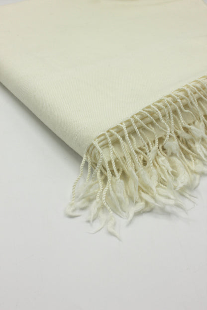 Premium Quality Plain Double Fiber Off White Pure Woolen Shawl