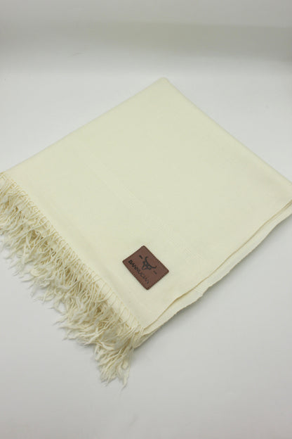 Supreme Quality PLain Off White Pure Woolen Shawl