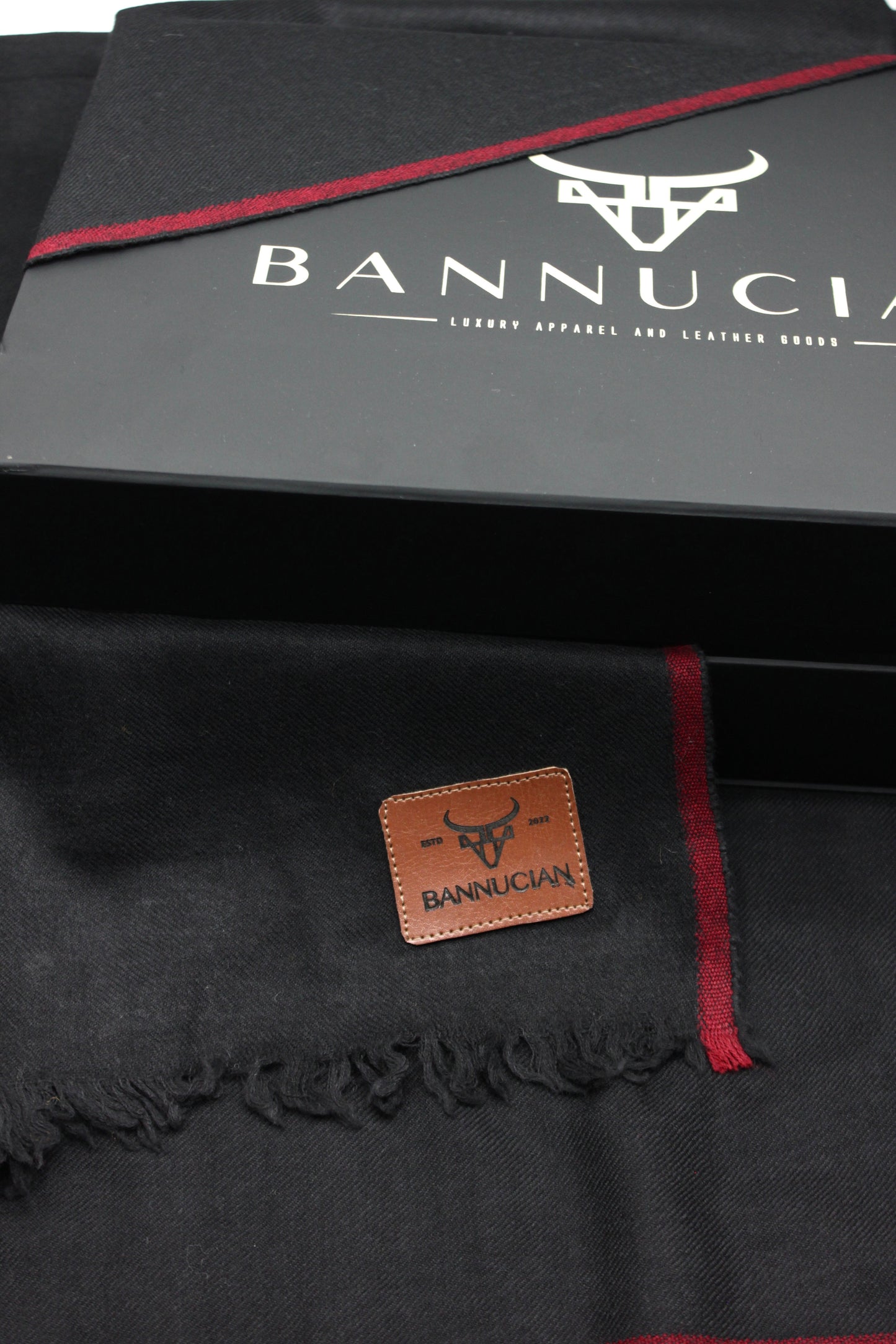 Premium Quality Red Border Black Pure Woolen Shawl