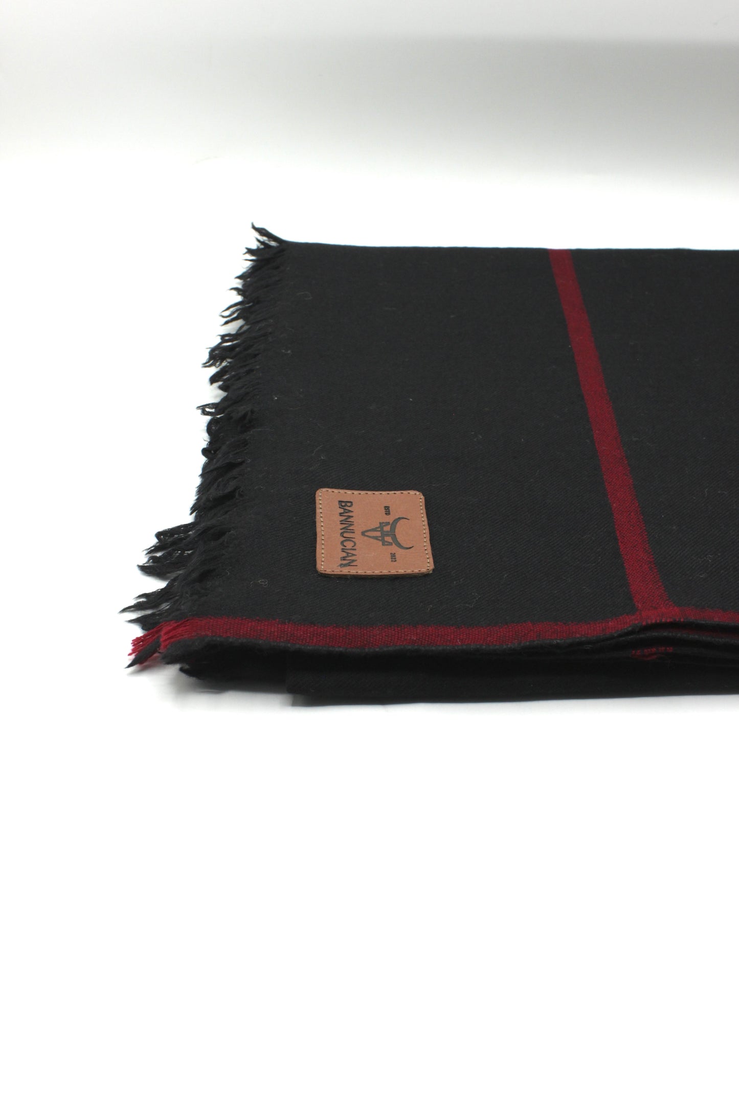 Premium Quality Red Border Black Pure Woolen Shawl