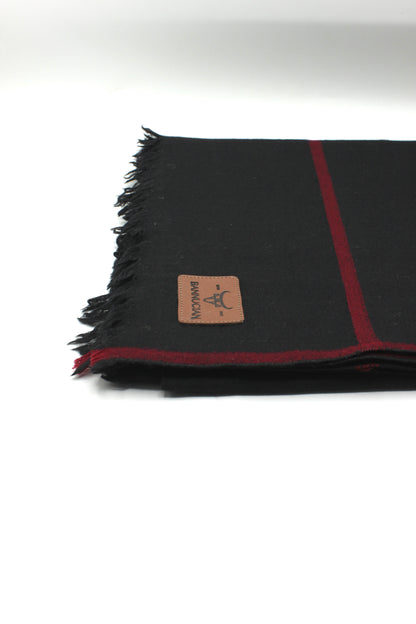 Premium Quality Red Border Black Pure Woolen Shawl