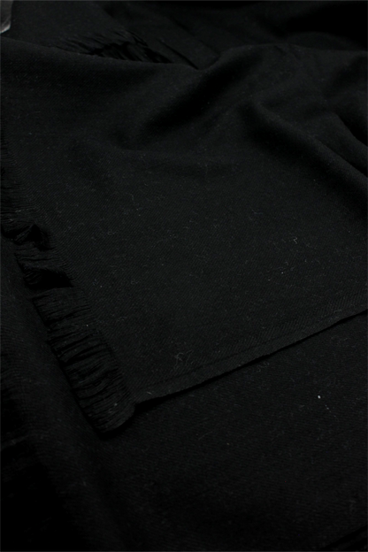 Premium Quality Pure Black Woolen Blend Shawl