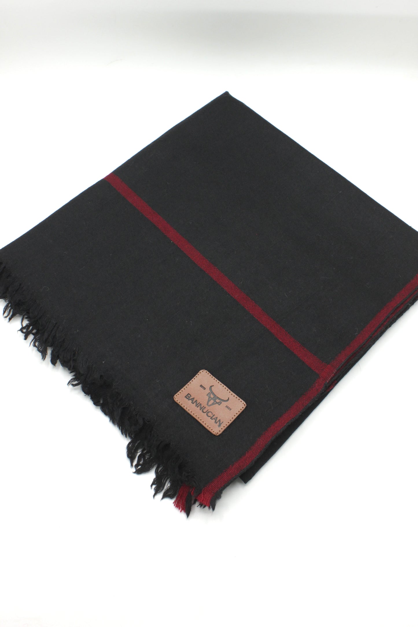 Premium Quality Red Border Black Pure Woolen Shawl