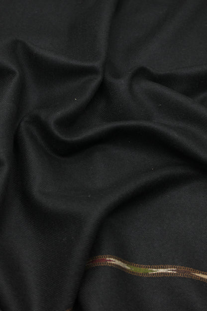 Premium Quality Double Fiber Black striped Pure Woolen Shawl