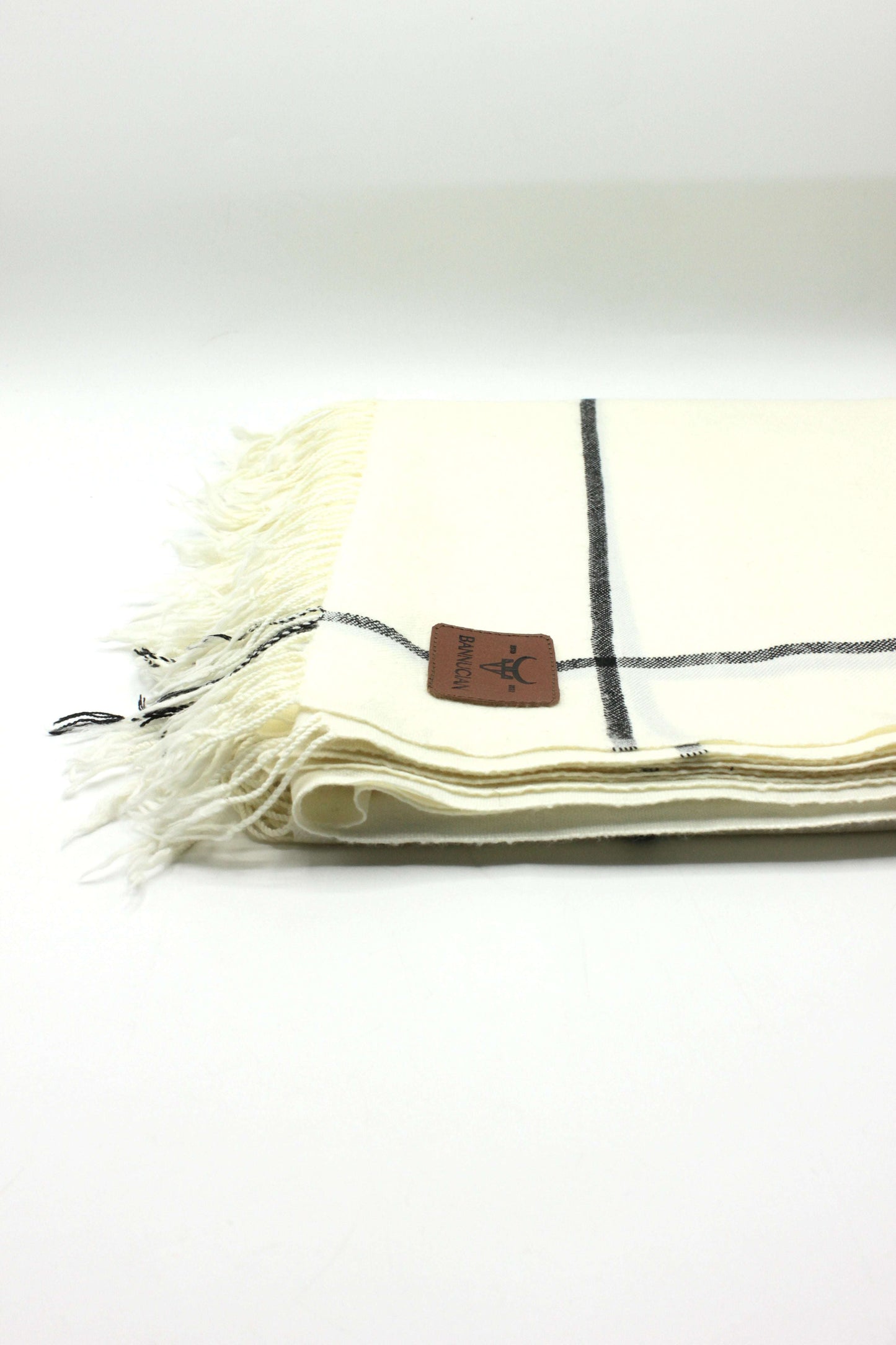 Premium Quality Off White Black Border Pure Woolen Shawl