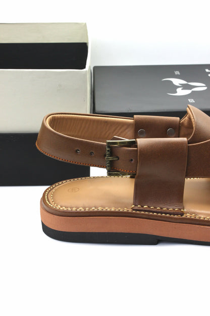Luxury Mustard Peshawari Authentic Kaptaan Chappal by Rennuce