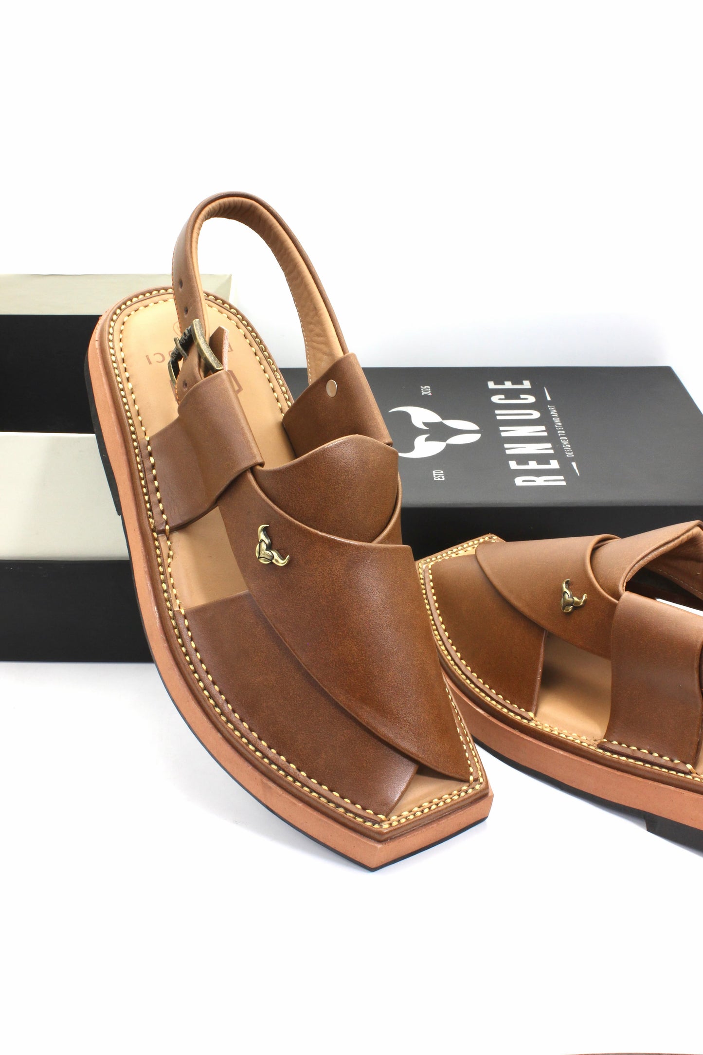 Luxury Mustard Peshawari Authentic Kaptaan Chappal by Rennuce