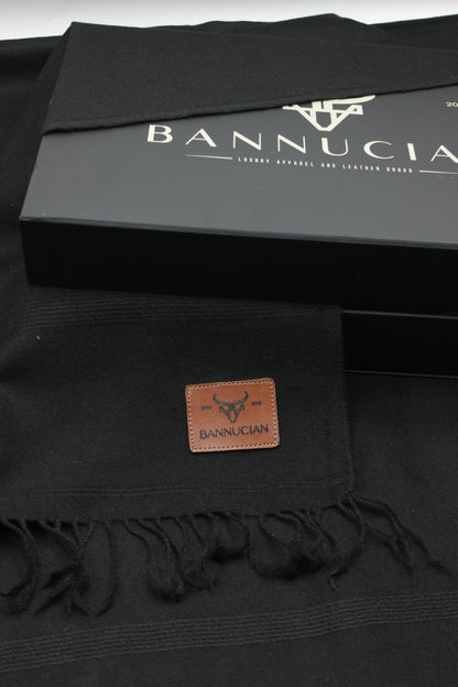 Premium Quality Plain Double-Fiber Black Pure Woolen Shawl