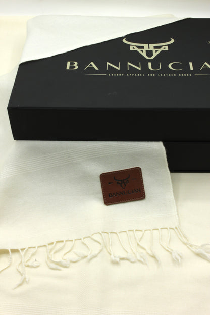 Premium Quality Plain Double Fiber Off White Pure Woolen Shawl