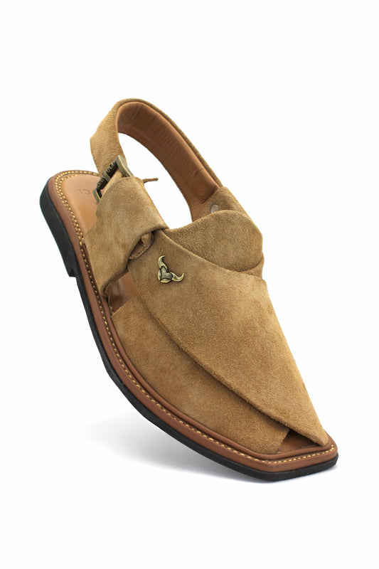 Luxury Beige Suede Authentic Peshawari  Chappal by Rennuce