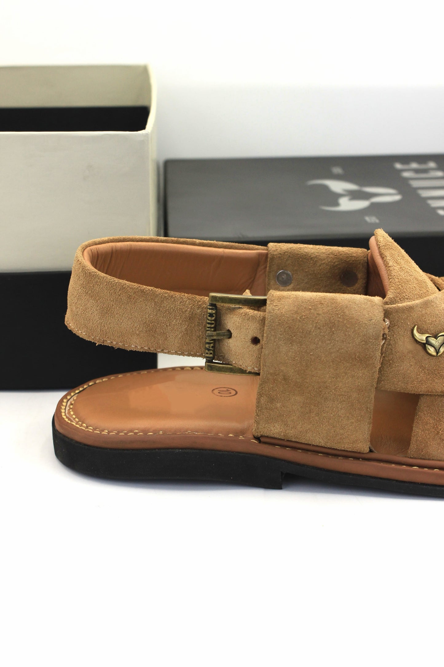 Luxury Beige Suede Authentic Peshawari  Chappal by Rennuce