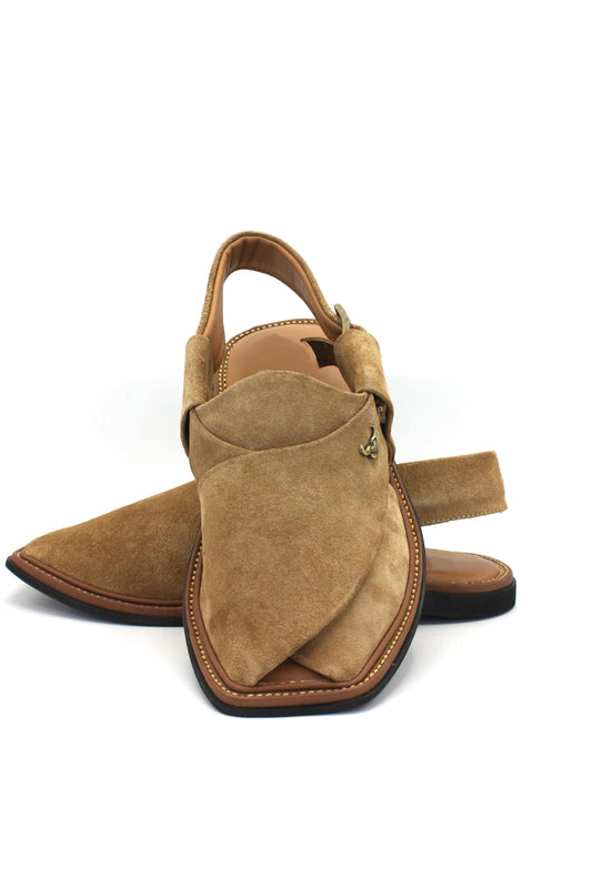 Luxury Beige Suede Authentic Peshawari  Chappal by Rennuce