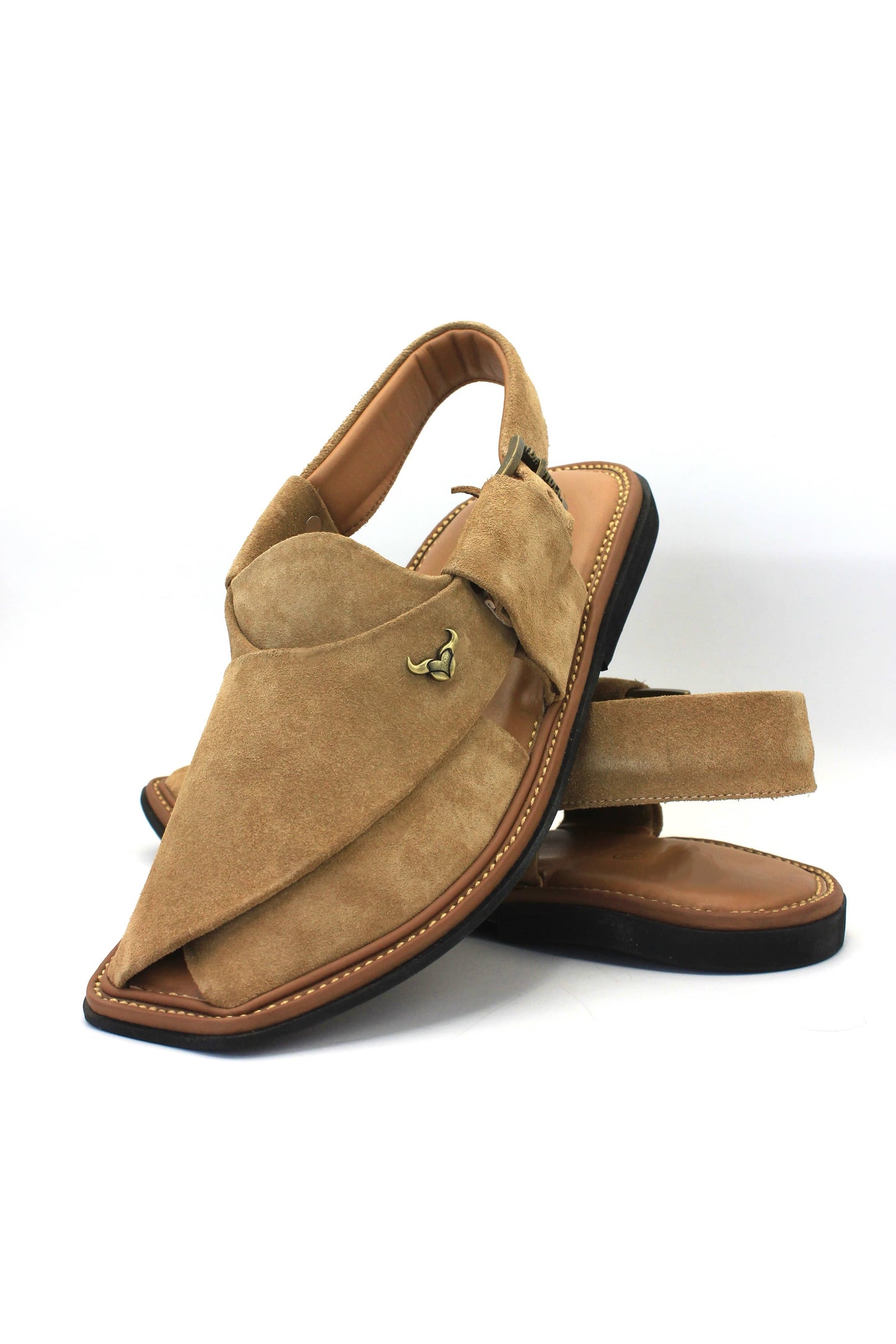 Luxury Beige Suede Authentic Peshawari  Chappal by Rennuce