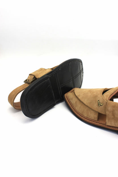 Luxury Beige Suede Authentic Peshawari  Chappal by Rennuce