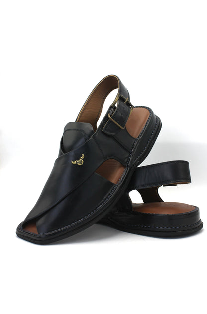 Luxury Black Coloured Authentic Peshawari Chappal by Rennuce