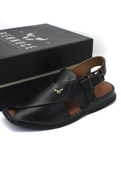 Luxury Black Coloured Authentic Peshawari Chappal by Rennuce