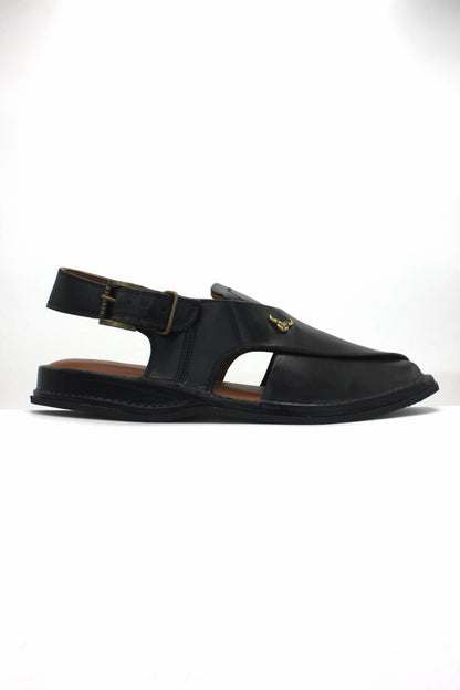 Luxury Black Coloured Authentic Peshawari Chappal by Rennuce