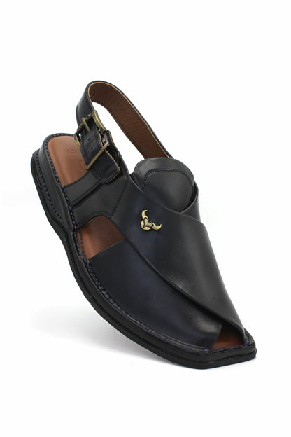 Luxury Black Coloured Authentic Peshawari Chappal by Rennuce