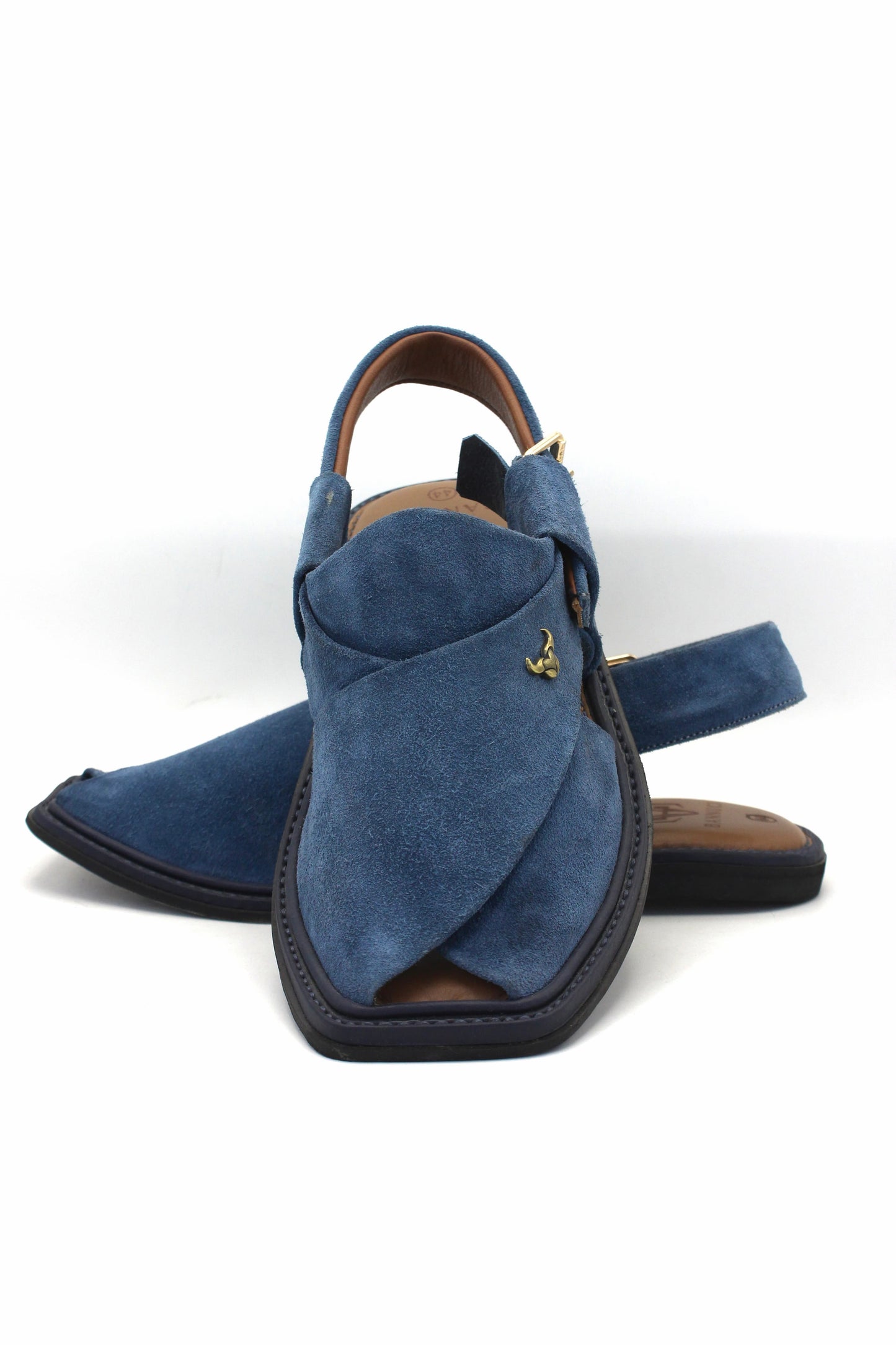 Luxury Dark Blue Suede Authentic Peshawari  Chappal by Rennuce
