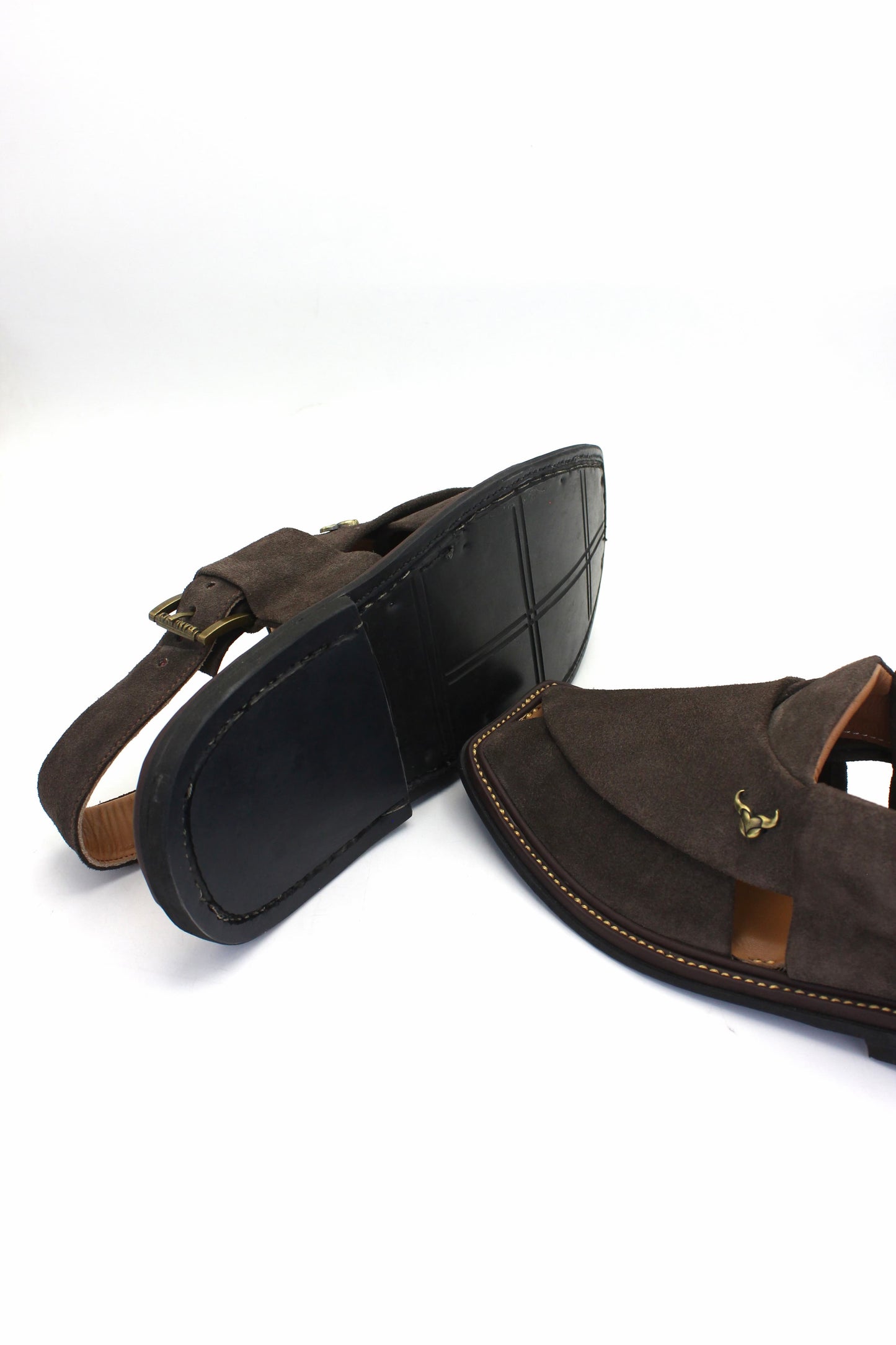 Luxury Dark Brown Suede Authentic Peshawari  Chappal by Rennuce