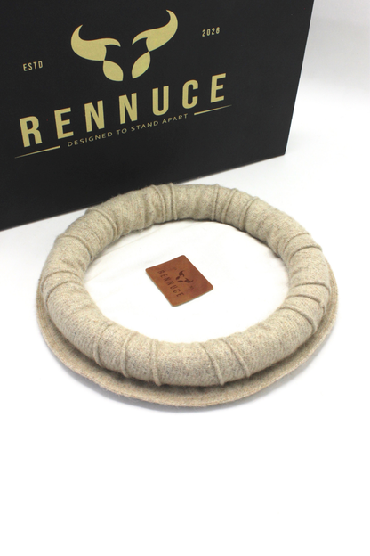 Luxury Hand Made Pure Woolen Beige Authentic Chitrali Pakol Cap by Rennuce