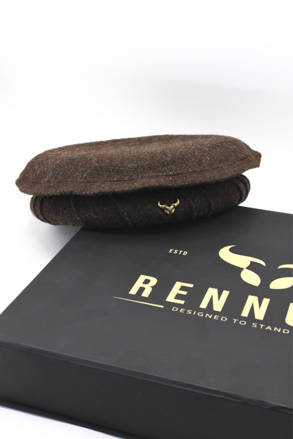 Luxury Hand Made Pure Woolen Dark Brown Authentic Chitrali Pakol Cap by Rennuce
