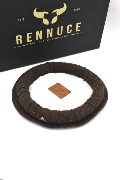 Luxury Hand Made Pure Woolen Dark Brown Authentic Chitrali Pakol Cap by Rennuce
