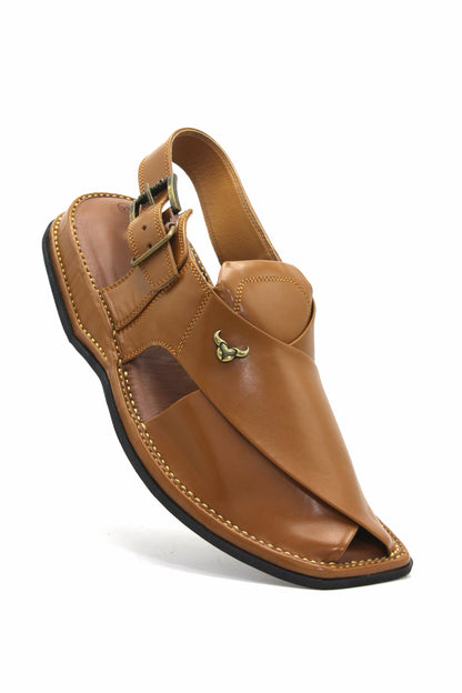 Luxury Tan Coloured Authentic Peshawari Chappal by Rennuce