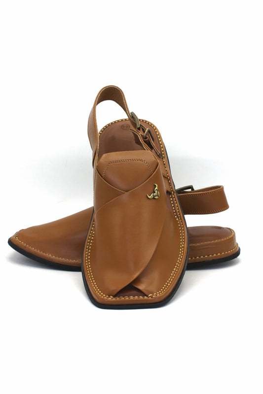 Luxury Tan Coloured Authentic Peshawari Chappal by Rennuce