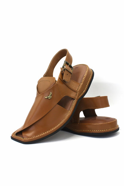 Luxury Tan Coloured Authentic Peshawari Chappal by Rennuce