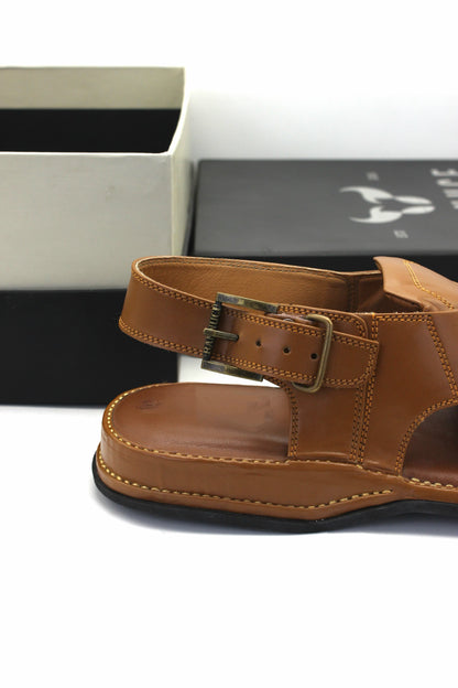 Luxury Tan Coloured Authentic Peshawari Chappal by Rennuce