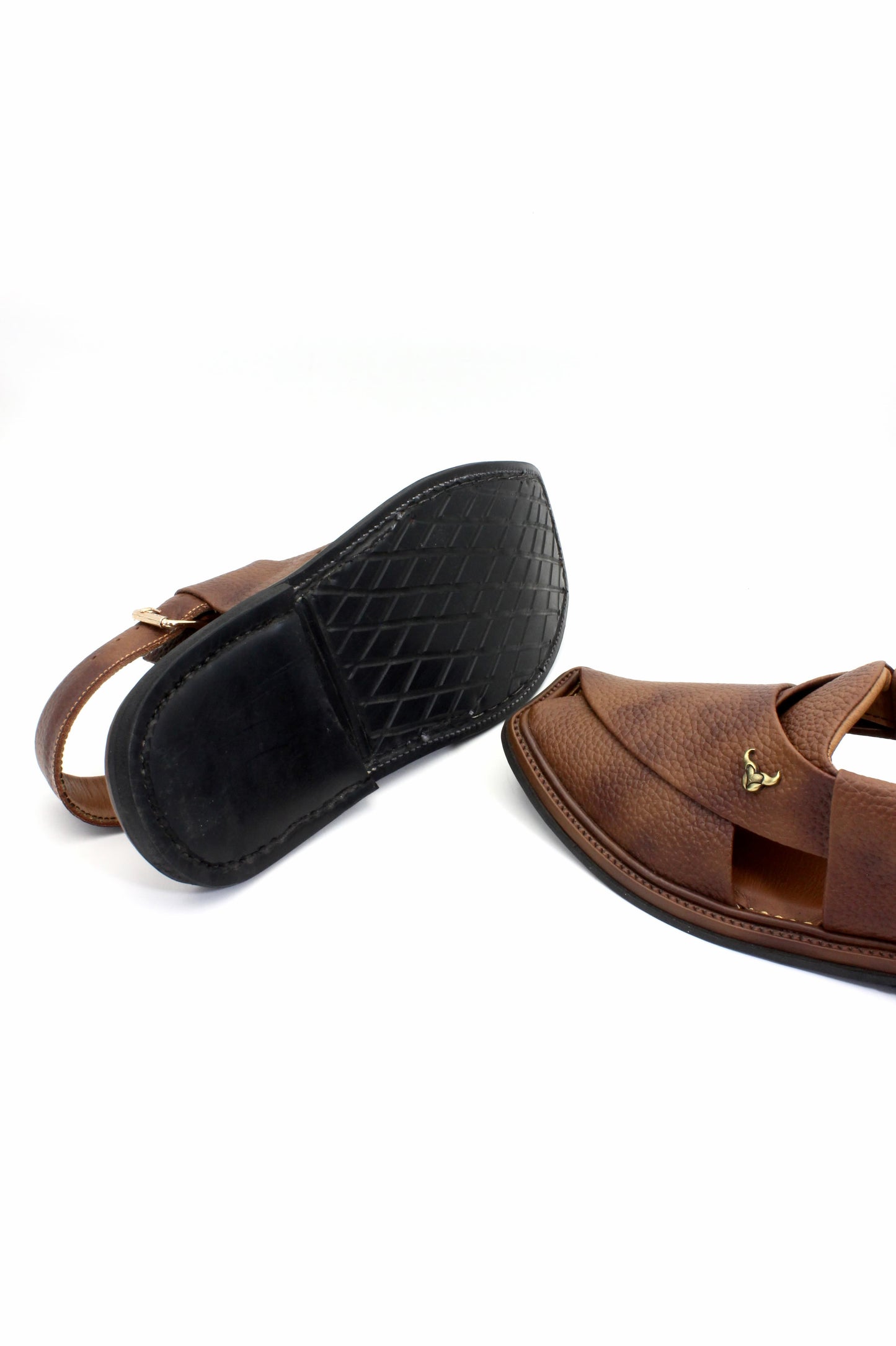 Luxury Traditional Brown Granular Authentic Peshawari Chappal by Rennuce