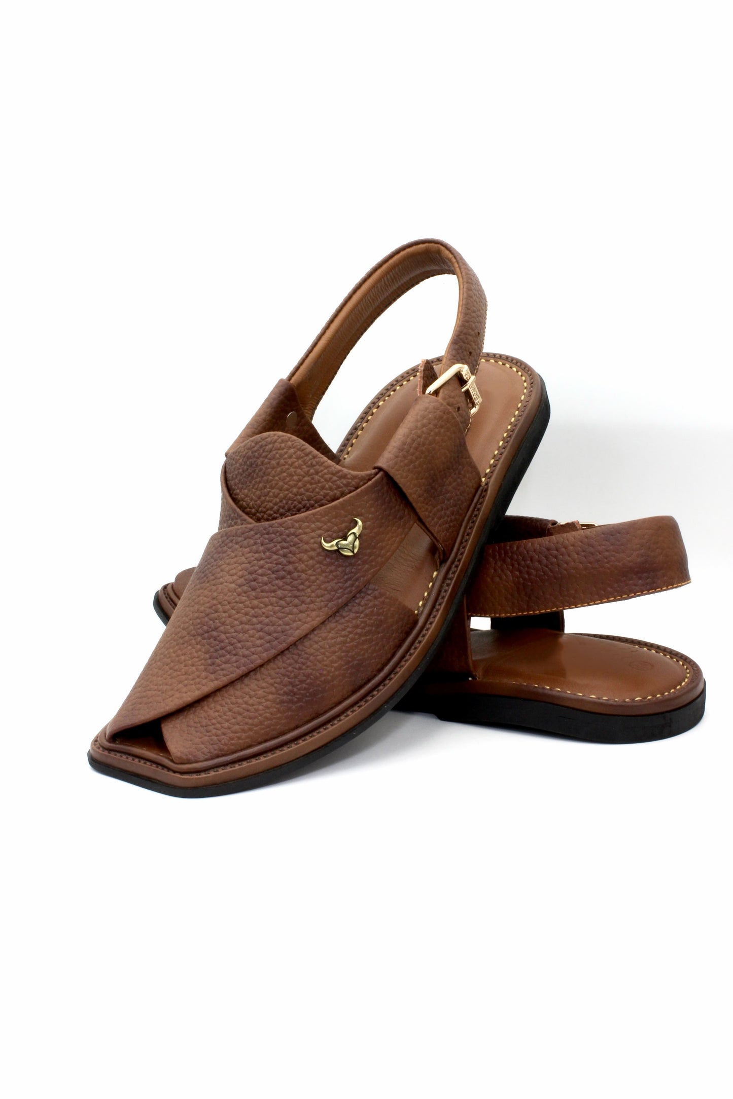 Luxury Traditional Brown Granular Authentic Peshawari Chappal by Rennuce