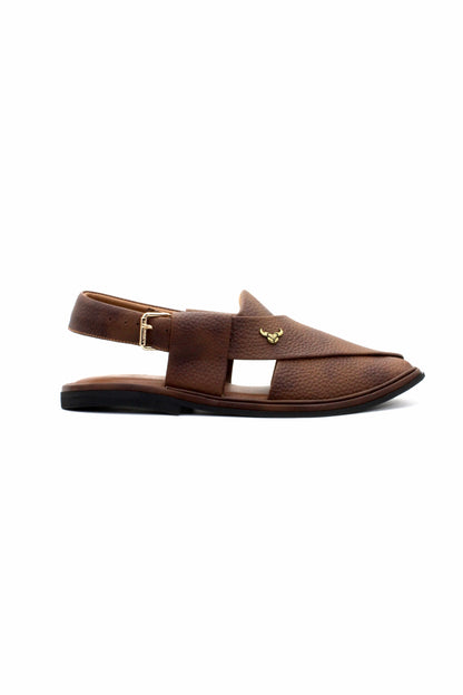 Luxury Traditional Brown Granular Authentic Peshawari Chappal by Rennuce