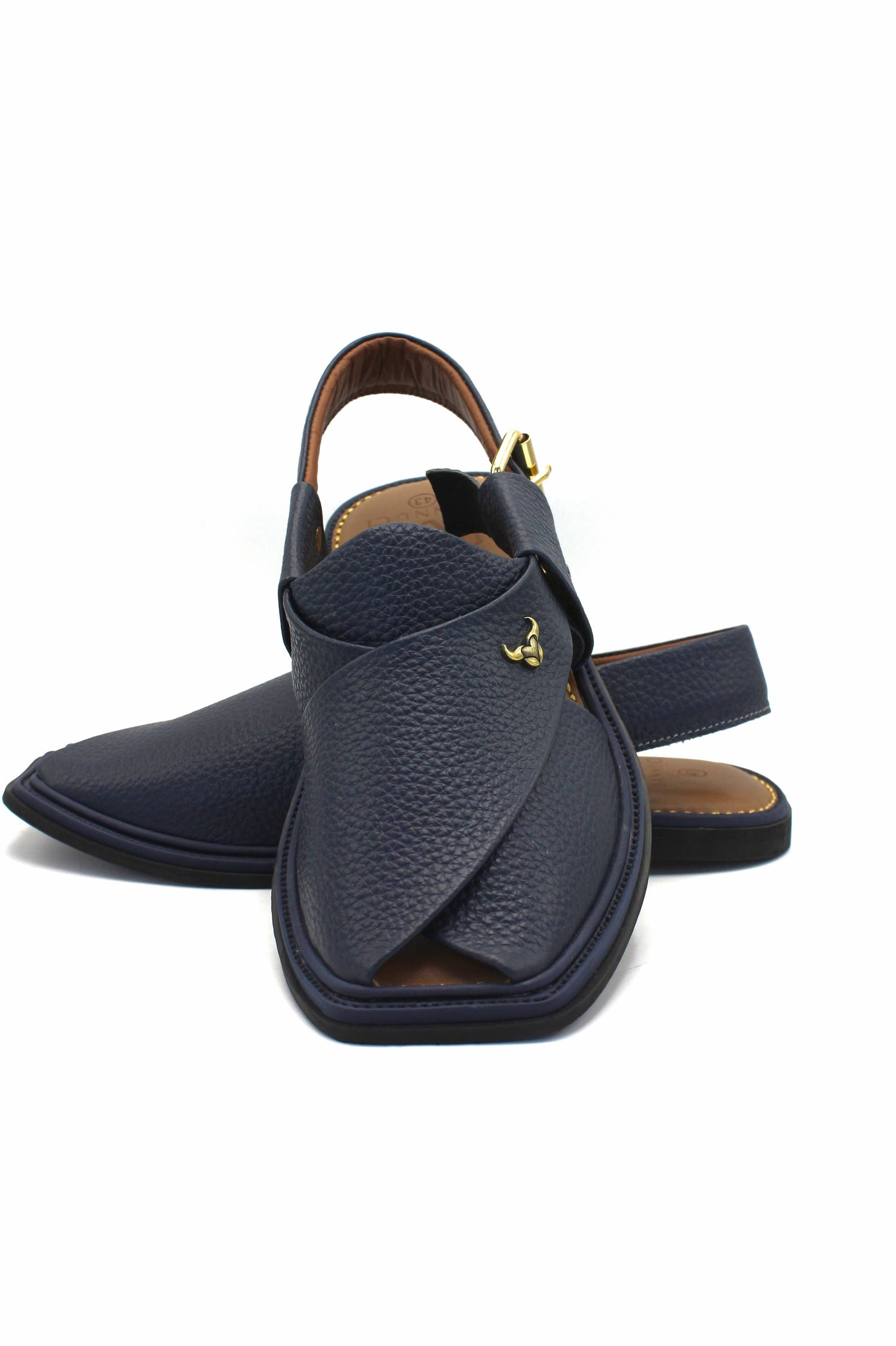 Luxury Traditional Dark Blue Granular Peshawari Chappal by Rennuce