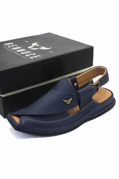Luxury Zalmi Blue Authentic Peshawari Chappal by Rennuce