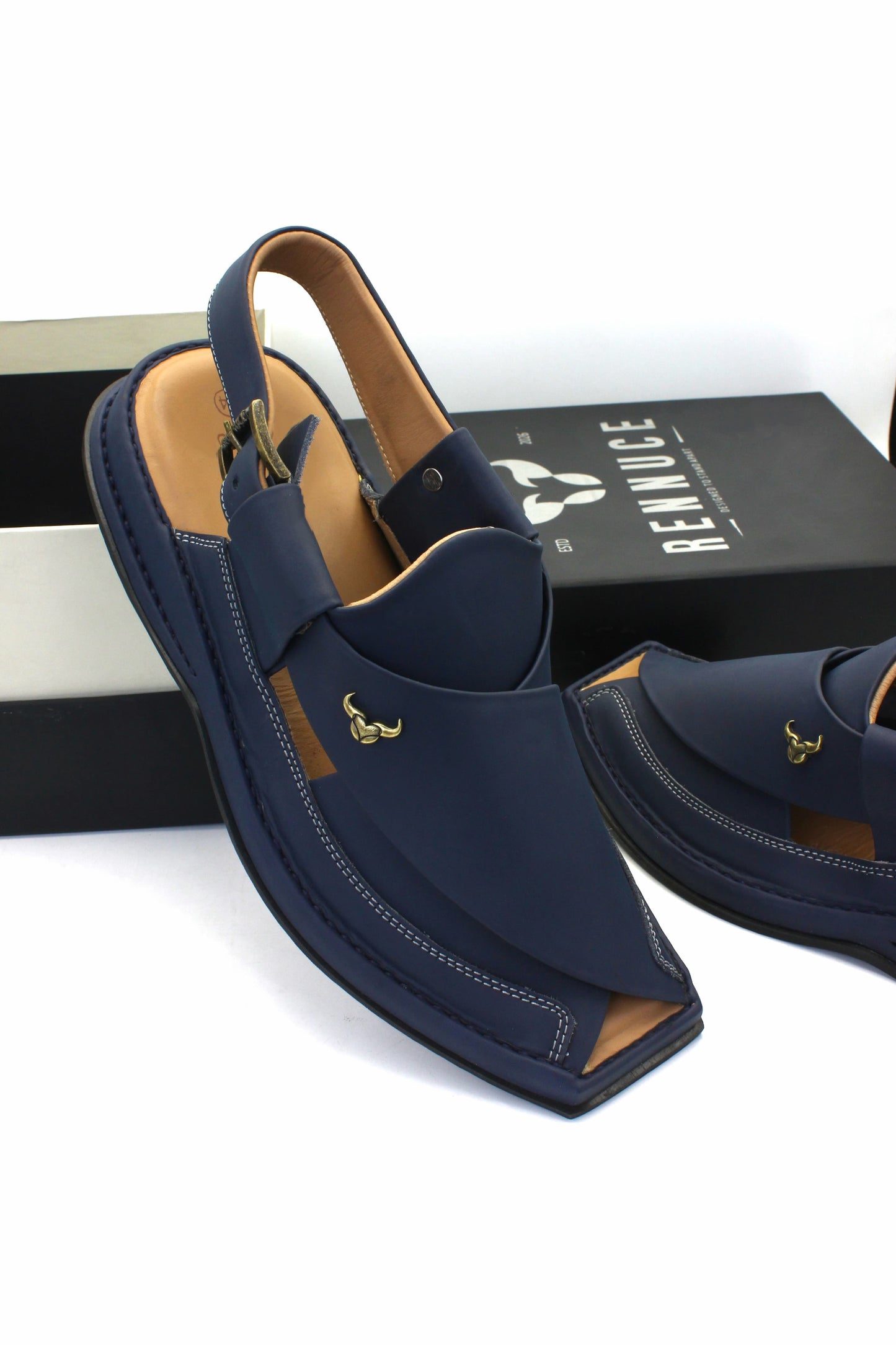Luxury Zalmi Blue Authentic Peshawari Chappal by Rennuce