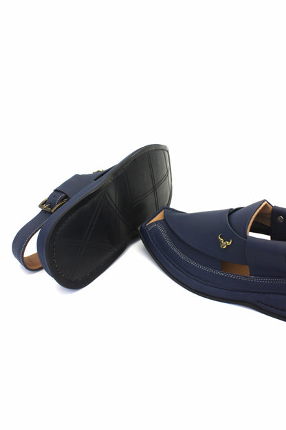 Luxury Zalmi Blue Authentic Peshawari Chappal by Rennuce